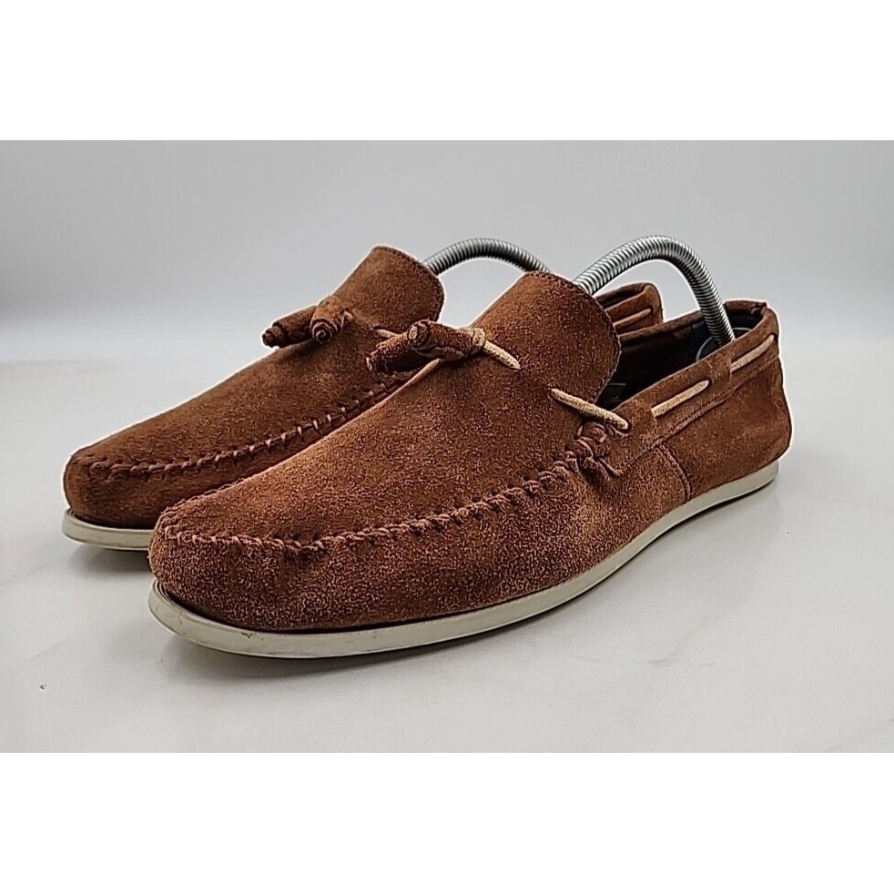 Base London Shoes Mens Size 10 Brown Suede W/Tassels Boat Loafers Joplin